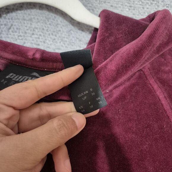 FENTY x Puma RHIANNA Women's Crop Pullover Hoodie Velour Maroon Small - Picture 4 of 6